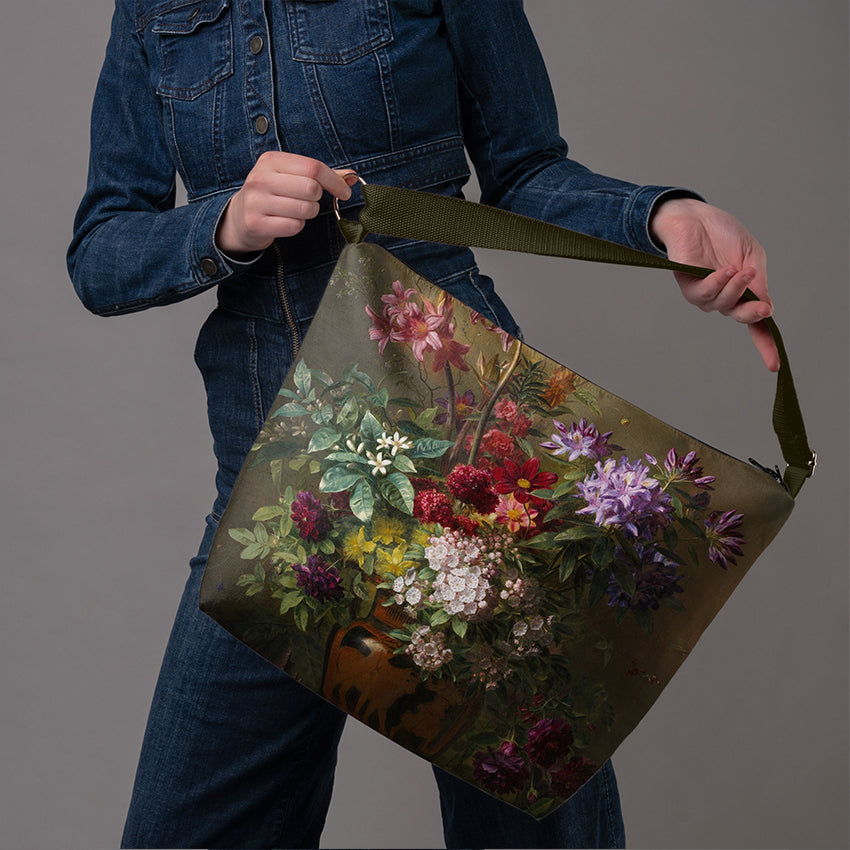 Beuteltasche Gregorius van Os „Stillleben mit Blumen in einer griechischen Vase“