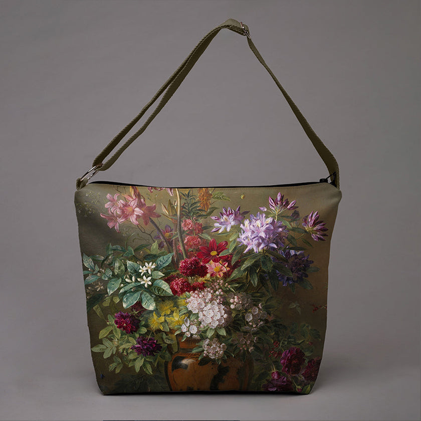 Beuteltasche Gregorius van Os „Stillleben mit Blumen in einer griechischen Vase“