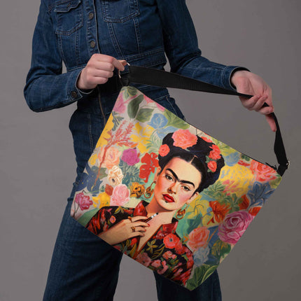Beuteltasche Imagine „Frida in Blumen“