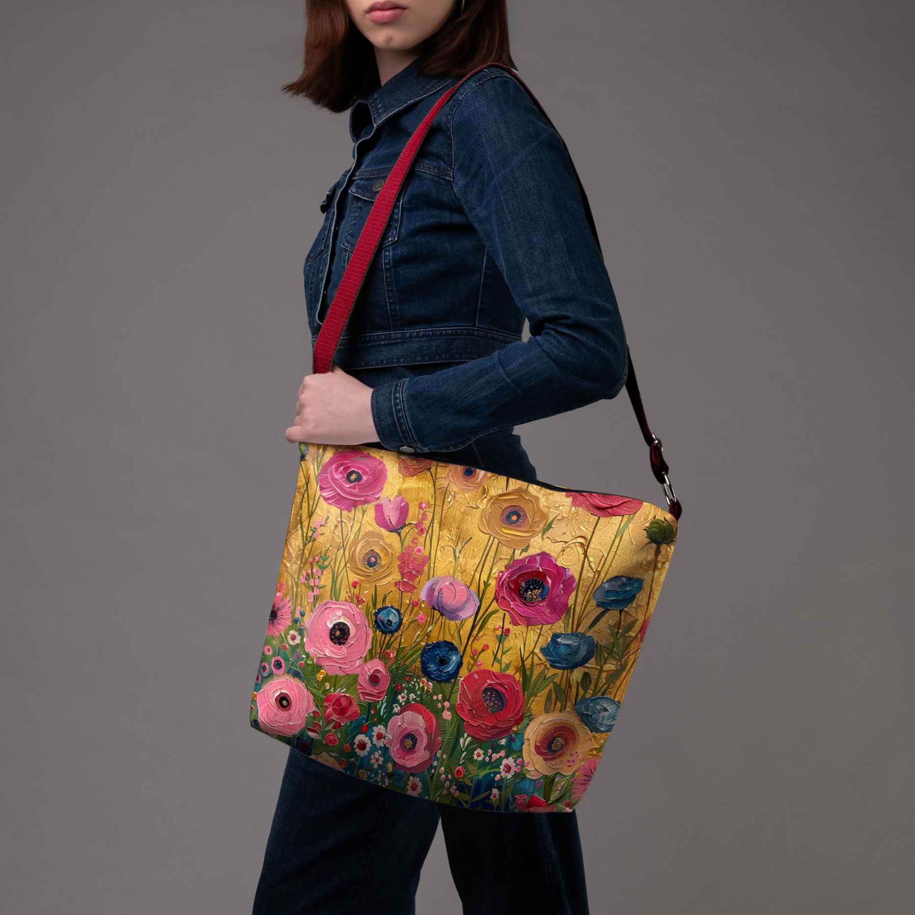 Beuteltasche Imagine „Blumen für Klimt“