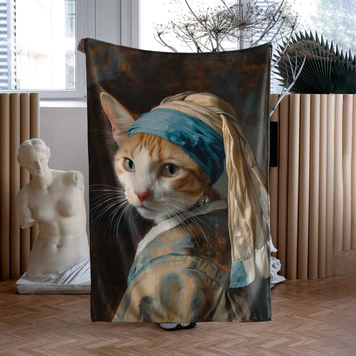 Decke Imagine „Katze mit Perlenohrring“