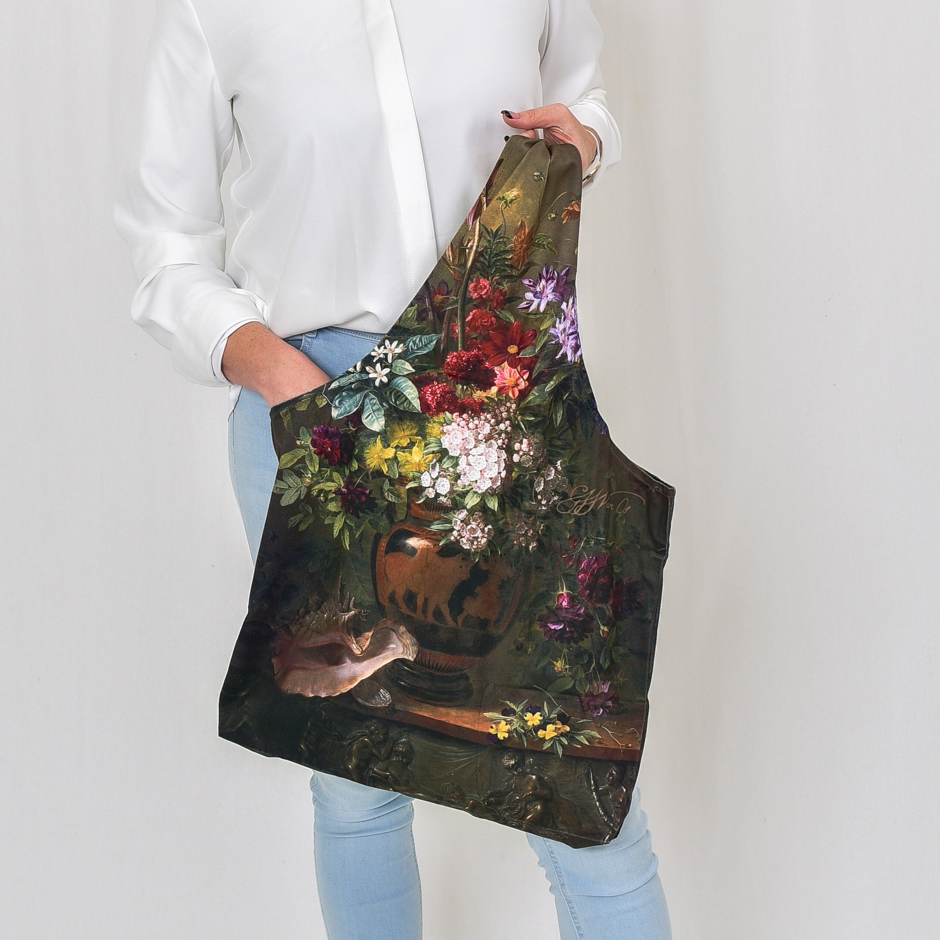 Mai Handtasche Gregorius van Os „Stillleben mit Blumen in einer griechischen Vase“
