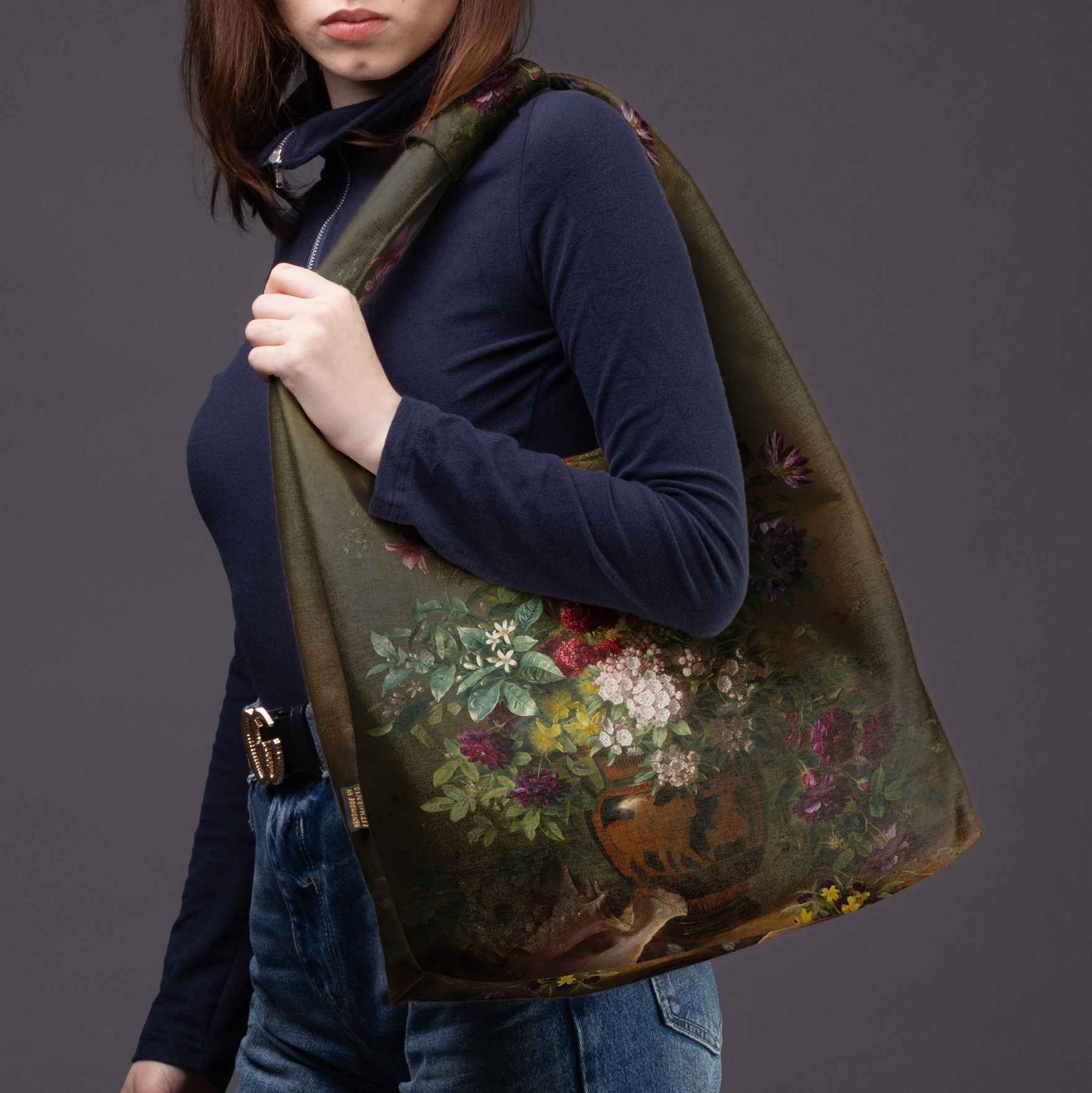 Mai Handtasche Premium Gregorius van Os „Stillleben mit Blumen in einer griechischen Vase“