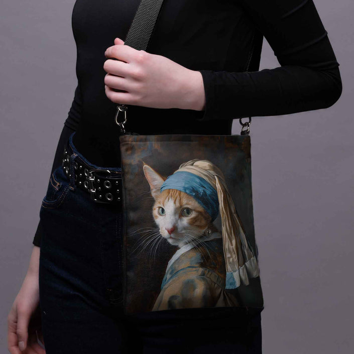 Umhängetasche Imagine „Katze mit Perlenohrring“