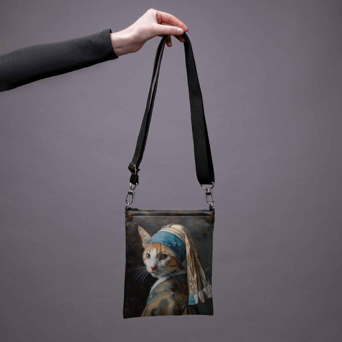 Umhängetasche Imagine „Katze mit Perlenohrring“