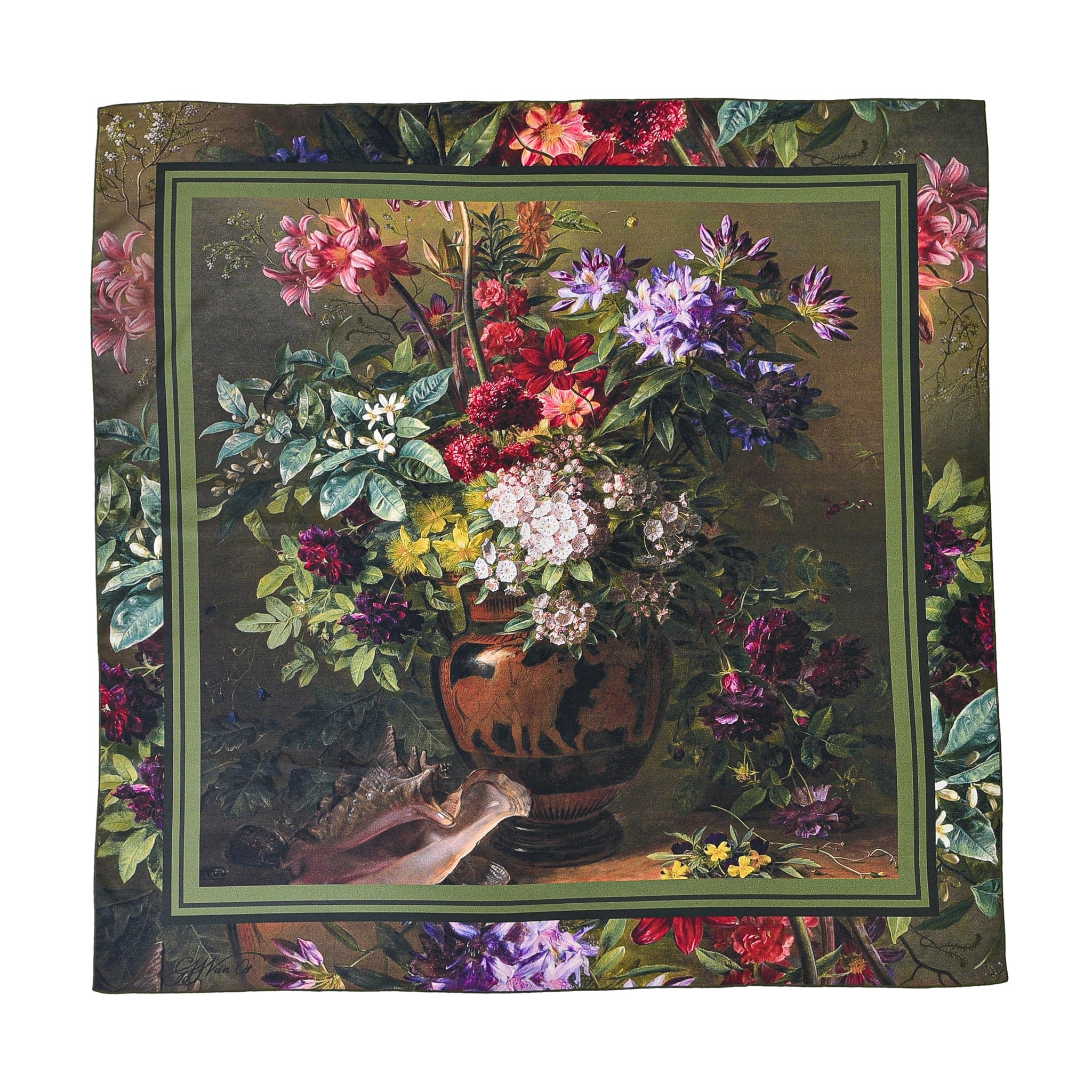 Halstuch Gregorius van Os „Stillleben mit Blumen in einer griechischen Vase“