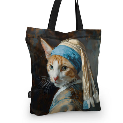 Einkaufstasche Imagine „Katze mit Perlenohrring“