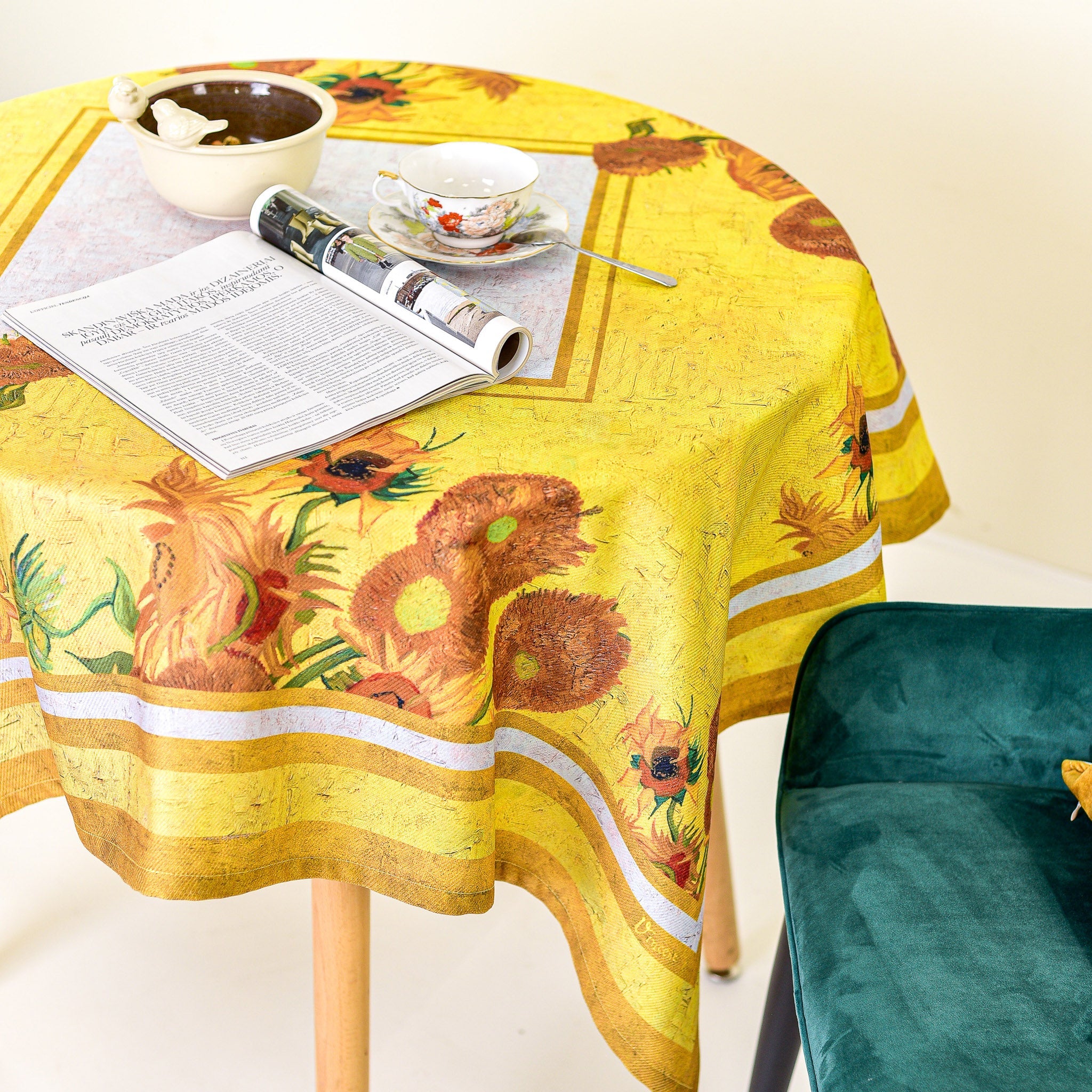 Tischdecke aus recyceltem Stoff Vincent van Gogh „Sonnenblumen“