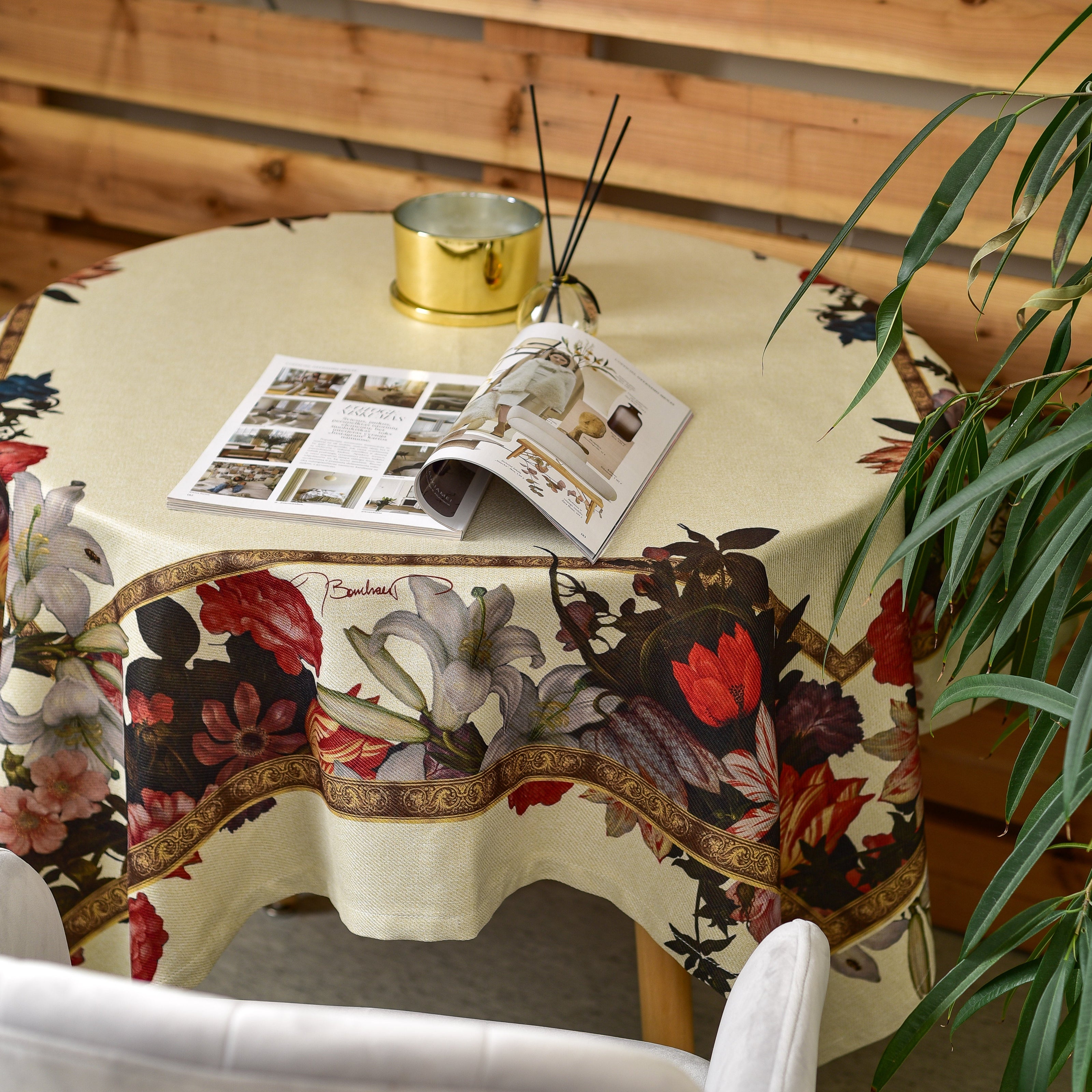 Tischdecke aus recyceltem Stoff Ambrosius Bosschaert „Stillleben mit Blumen“ 