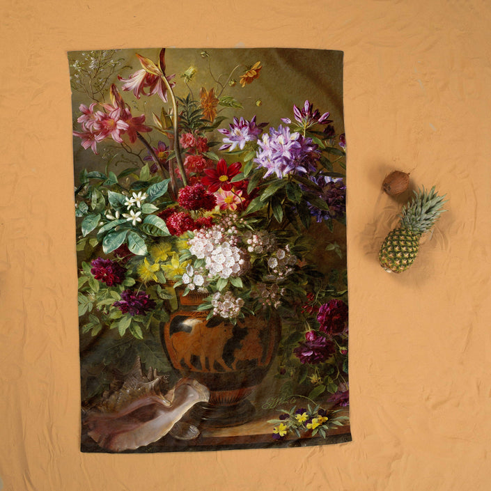 Handtuch Gregorius van Os „Stillleben mit Blumen in einer griechischen Vase“