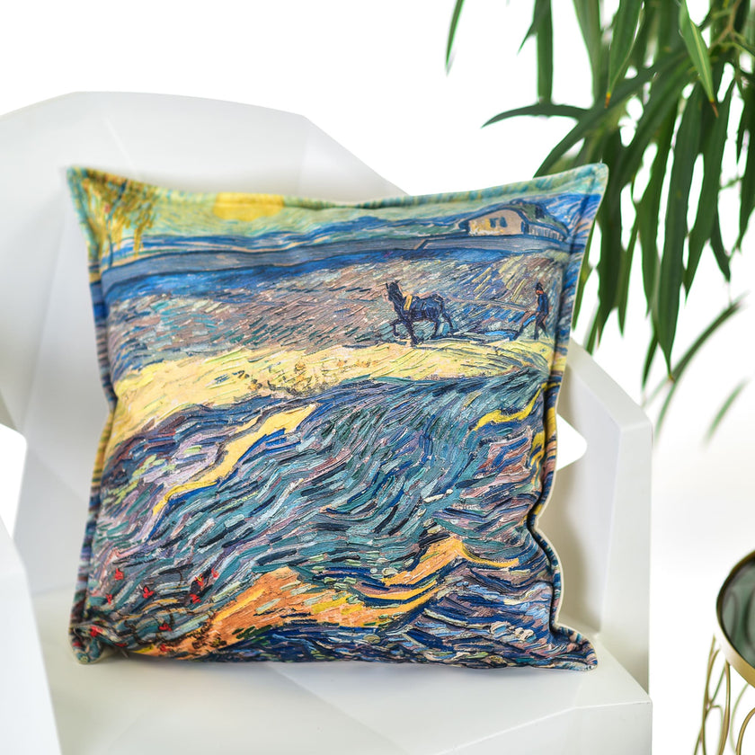 Zierkissen Vincent van Gogh „Feld mit pflügenden Bauern“