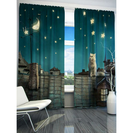 Gardinen-Set „Die Fantasie der Katze“